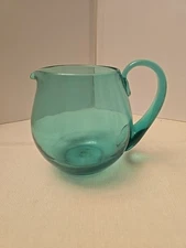 Vintage Blenko Sea Green Art Glass Pitcher 5.25" Tall
