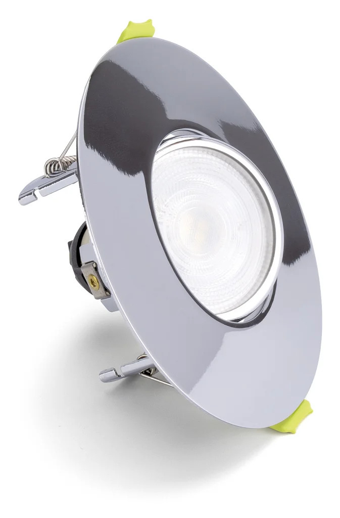 Downlight Silver Evofire GU10 Tilt Chrome 110mm Round Integral ILDLFR70K184