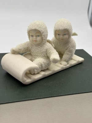 Department 56 Two Snowbabies on Toboggan Down the Hill We Go