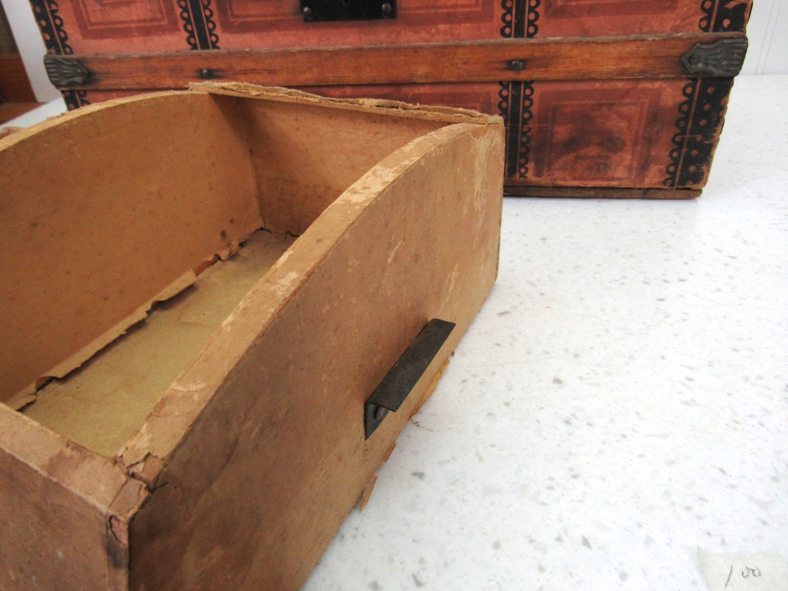 Antique Hump Back  Victorian Doll Trunk 1800s for repair restoration 16"