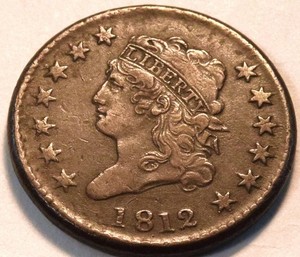 1812 Classic Head Large Cent, Middle to Higher Grade, Better Type Penny 1C Coin