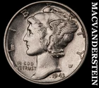 1943 Silver Mercury Dime - Scarce  Better Date  No Reserve  #K2677