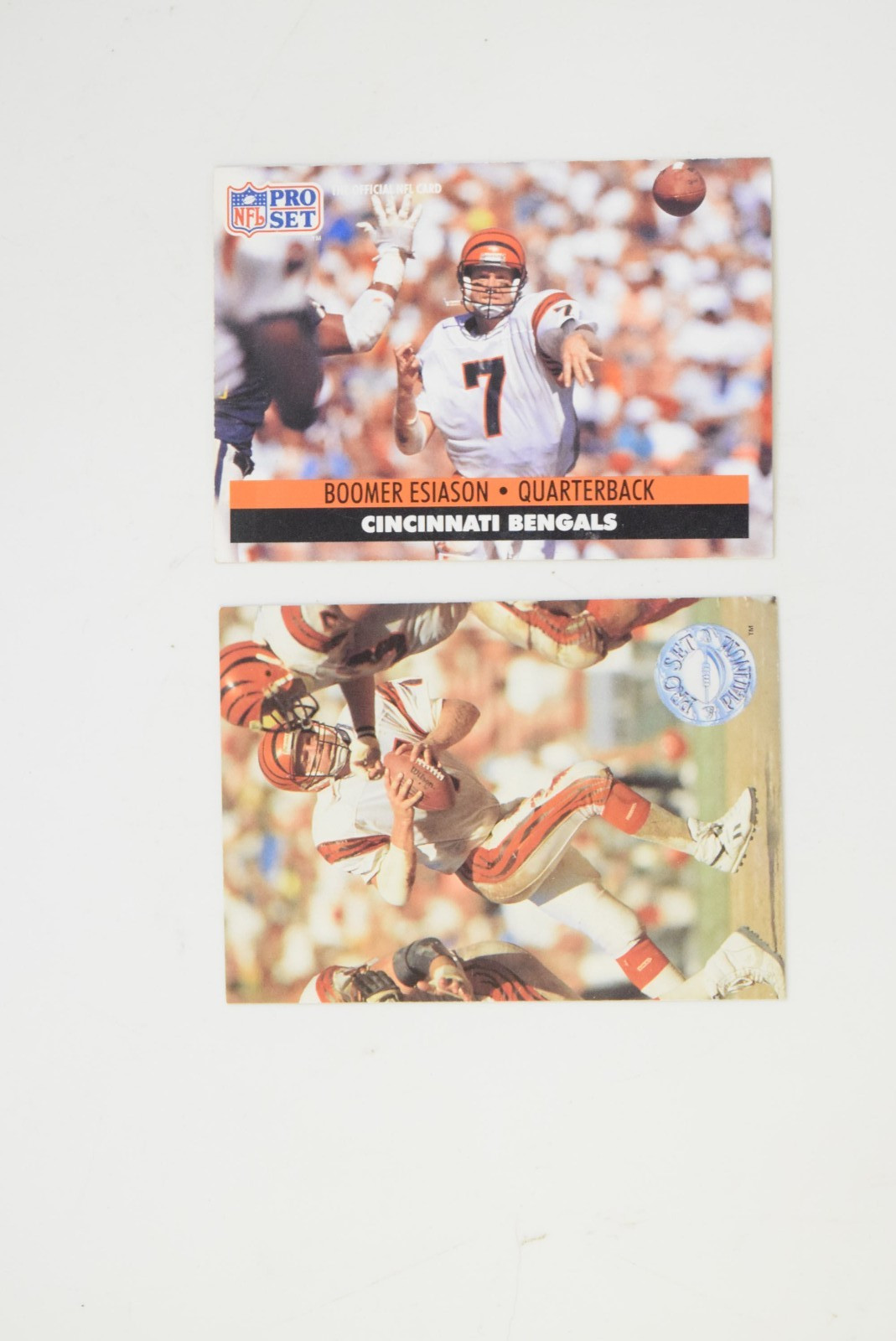 1991 PRO SET FOOTBALL #111 & 1991 PRO SET PLATINUM #16 BOOMER ESIASON. NM