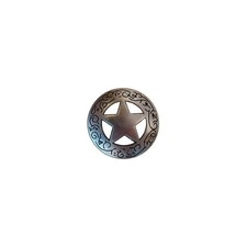 1-1/16" Antique Silver Western Engraved Star Concho with Screw Back.