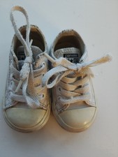 Coverse All star infant/toddler white leather trainers T UK 4, Fair condition