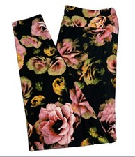 LuLaRoe Leggings TC Tall Curvy Unicorn BLACK Colorful ROSE Watercolor Floral Fun