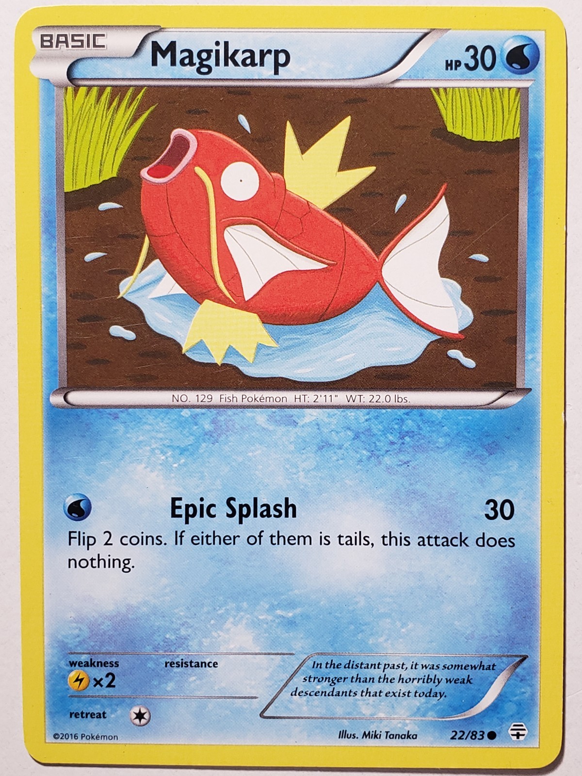 Magikarp 22/83 LP / VLP - XY Generations Pokemon Card - Miki Tanaka Art