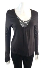 GREAT PLAINS Black Evening Top Viscose Rayon Mix Sequins New With Tags Size M