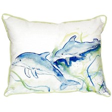 Betsy Drake Betsy's Dolphins Extra Large 20 X 24 Indoor Outdoor Pillow