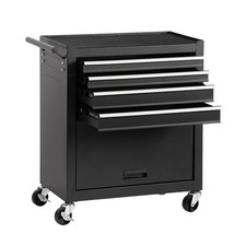 4 Drawer Rolling Black Tool Cabinet Wheeled G...