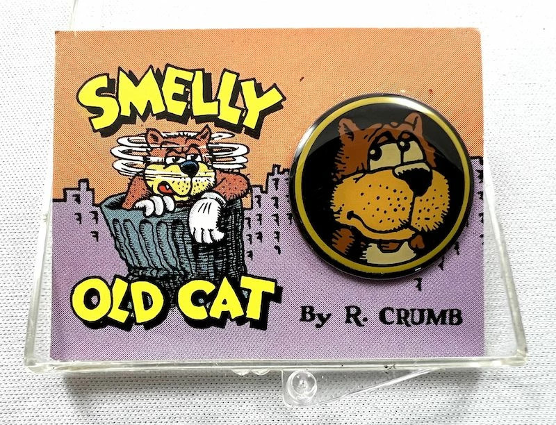 Robert Crumb's Smelly Old Cat Pin's Kitchen Sink Press 1993 broche métallique de collection