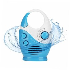 Waterproof Shower Radio, AM/FM Radio with Adjustable Volume Speakers, Blue