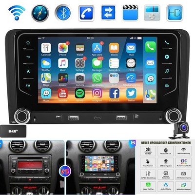 DAB+Android 15  Carplay Autoradio GPS Navi Rückfahrkamera Für Audi A3 S3 RS3 8P