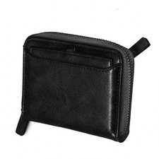 Fashion Men's Leather Business Wallet W/ Coins Pocket Zipper Purse Brown Black I