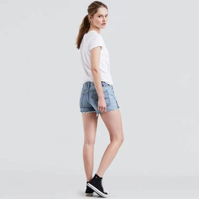 Levi's Altered 501 Denim Shorts Women's Sz W 25 Blue Side Zip Distressed Premium