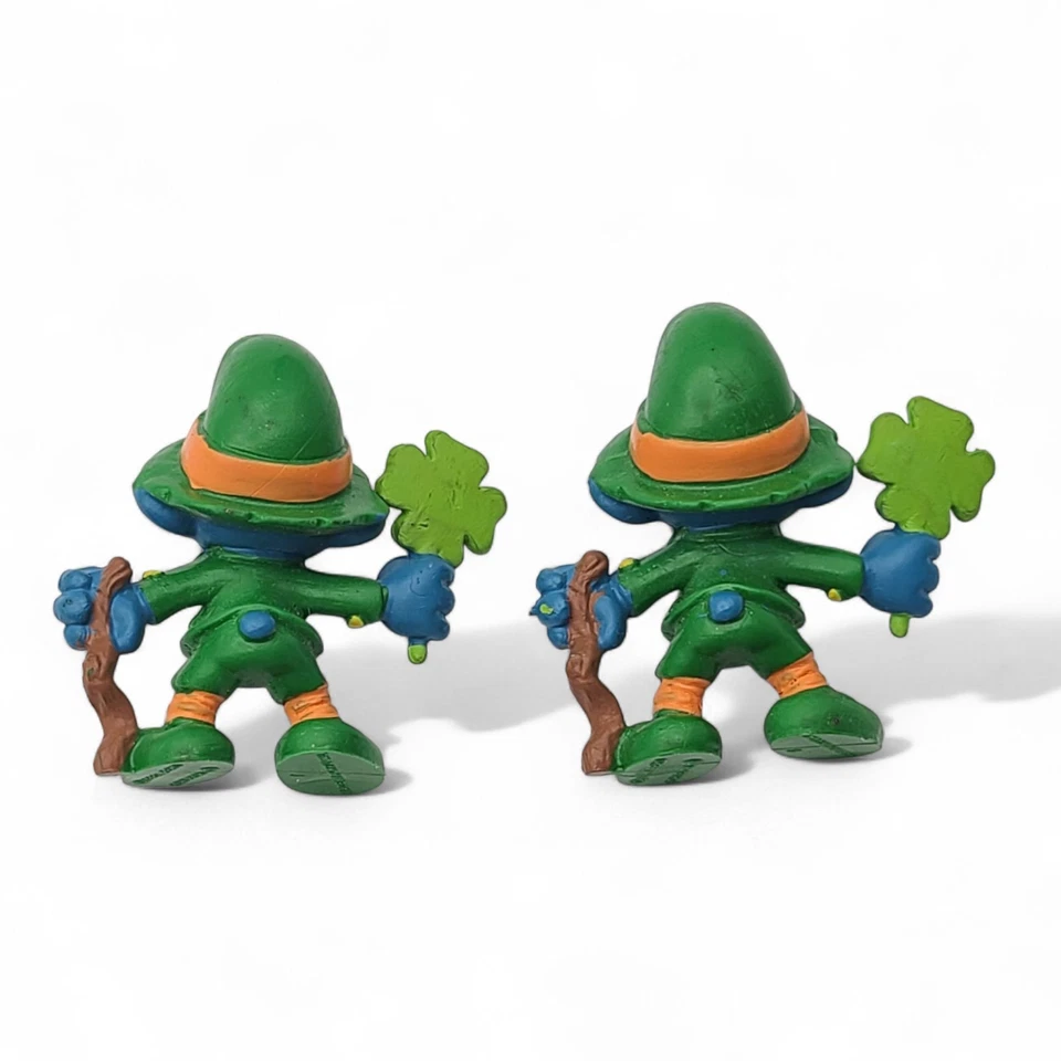 Pareja de Pitufos Irlandeses de la Suerte y Arco Iris Niños Niña con Figuras de PVC Mariposa De Colección Años 80 Foto 3 de 4