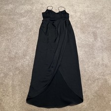 Express Black Sleeveless Maxi Dress XS Lined Spaghetti Strap Satin Wrap V Neck
