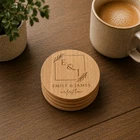 Personalised Wooden Coaster Set of 4 Custom Engraved New Home Gift