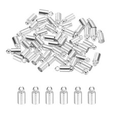 50-Pack Tassel Cord End Caps, 4mm ID Kumihimo End Tip Silver Tone 