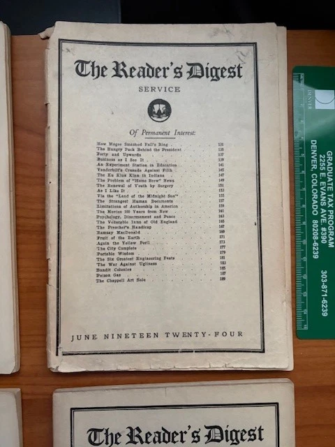1924 *Readers Digest Service* Very Rare 6 Issues BEFORE NAME SHORTENED Softcov — 第 4/4 张图片