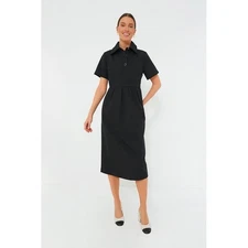 Pomander Place Mackenzie Black Midi Dress Womens Size XL Pockets Quiet Luxury