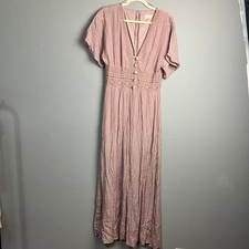 Altar'd State Cottagecore Maxi Dress Bohemian Button Front Crochet Trim Small