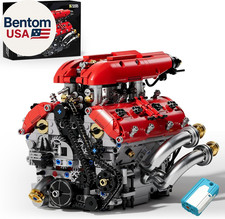 V8 Engine Model Kits That Runs, 1370PCS 8-Cylinder Engine Set with Battery Mot