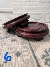 Pair of Rosewood Planter Vase Vessel Risers for 5" Wide Pots  or Smaller