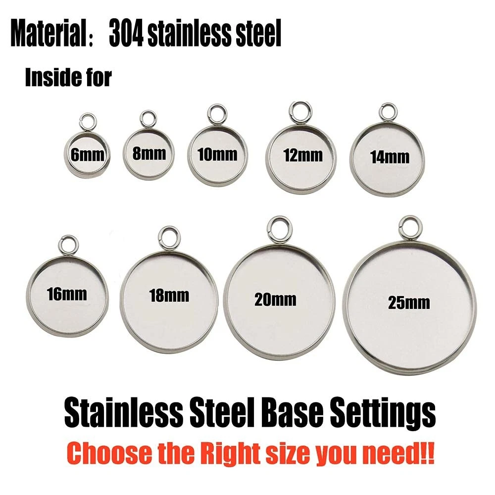 20 Pcs Fit 25mm Stainless Steel Round Blank Bezel Pendant 25mm-20pcs, Silver image 3