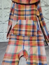 Cat  Jack Girls Fleece Pajamas One Piece Hooded Plaid Zip Up Size L 10/12
