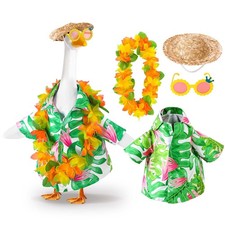 DECOHS 4 Pcs/Set Hawaiian Porch Goose Outfits, Summer Lawn Goose Costume, Yard G