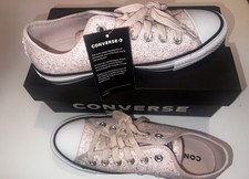 Converse Chuck Taylor All Star PINK GLITTER Bling Canvas Sneakers Size 7.5 NWT