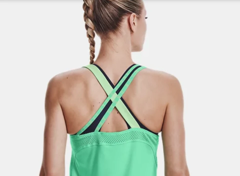 Camiseta sin mangas Under Armour UA HeatGear Armour doble correa para mujer - verde lima, L XL Foto 4 de 4