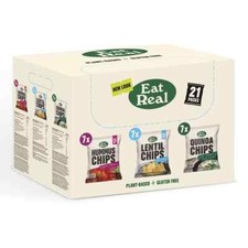 Eat Real Chips Plant Based Gluten Free Variety Box 3 Tasty Flavours 21 Pack Deal