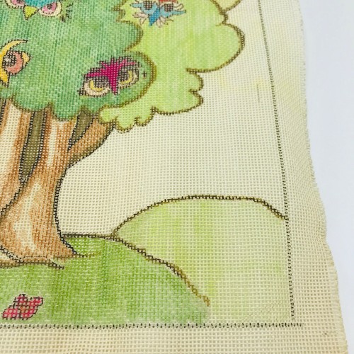 Hand Painted Needlepoint Pattern Canvas Owl Eyes in Tree Whimsy Peek A Boo - Picture 3 of 8