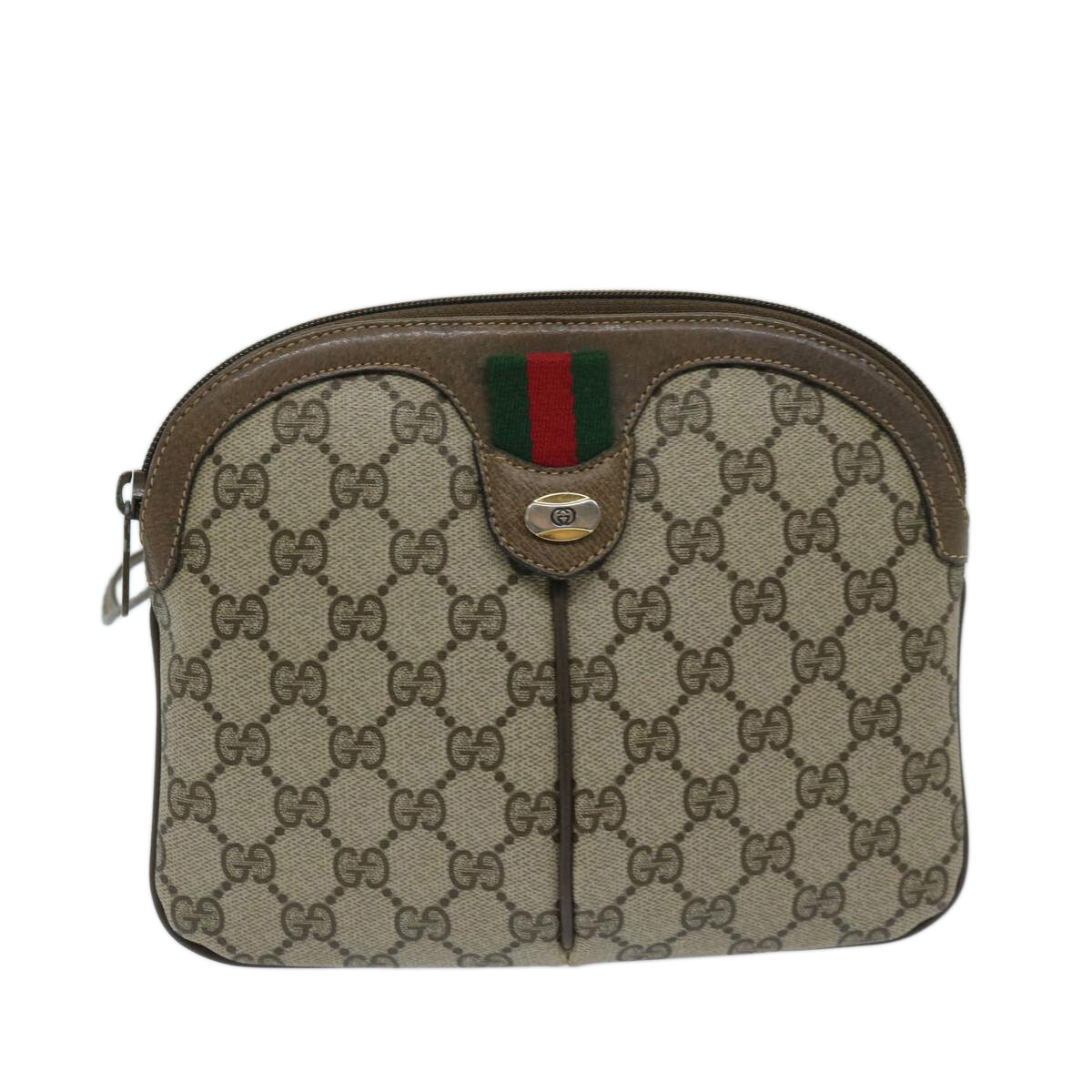 GUCCI GG Supreme Web Sherry Line Shoulder Bag Beige Red 904