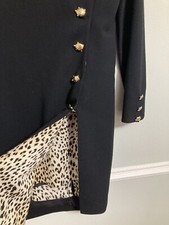 VINTAGE VALENTINO Lttl Black Dress Textured Fabic Size 8/42 Cheetah Print 80s90s