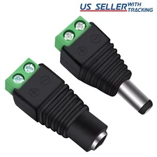 DC Power Connector 2.1 x 5.5mm BNC RCA Male/Female CCTV Video Balun Adapter LOT