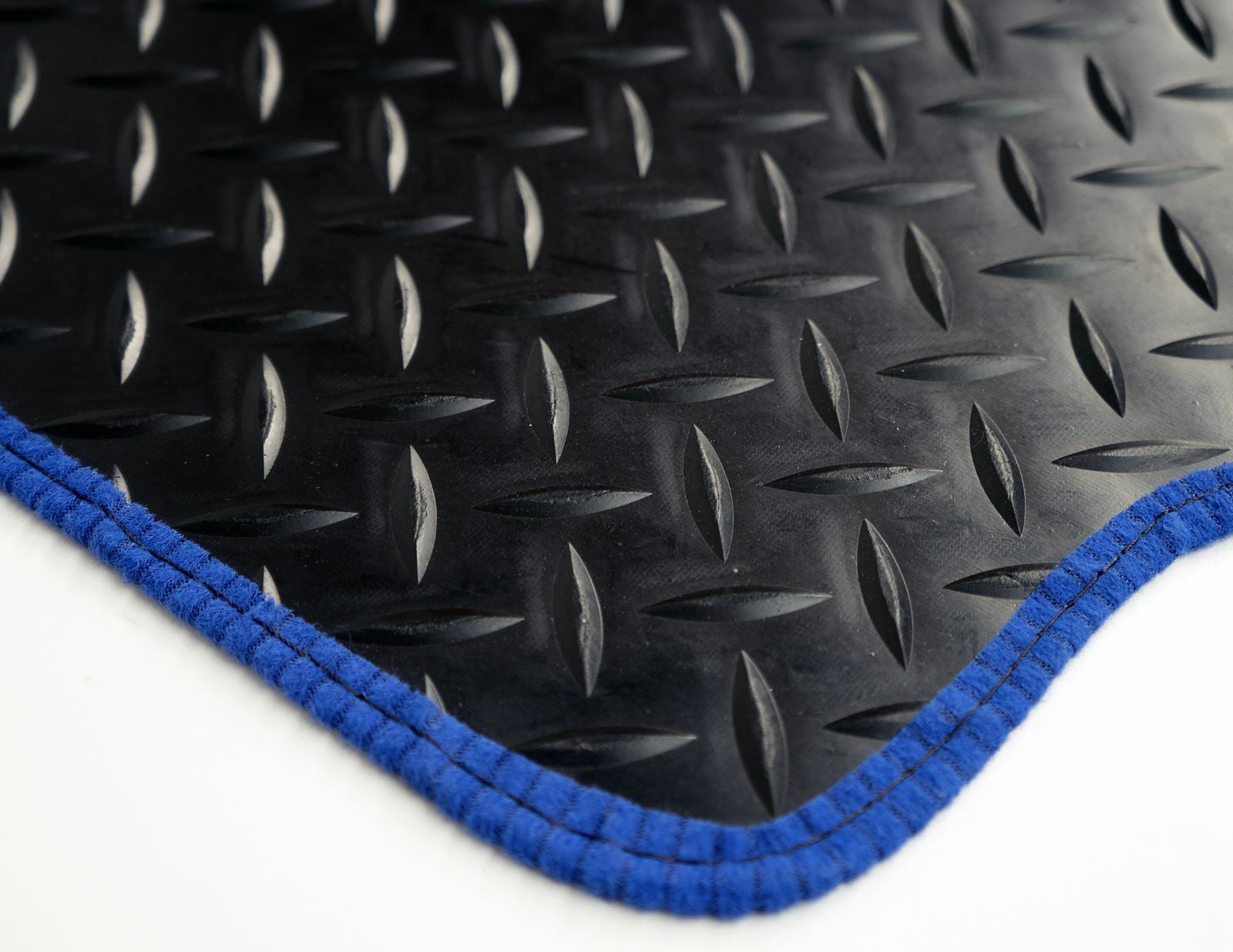 Blue Trim Tailored Black Rubber Car Mats for Peugeot 107 Set of 4 With