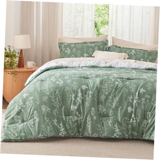 Comforter Set - Green Comforter, Cute Floral Bedding Comforter Full 24 - Green-image