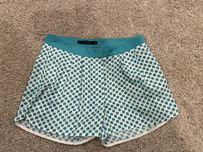 Zara Basic Women s Dress Shorts Turquoise Teal White Pleated 3  Size Small NWOT
