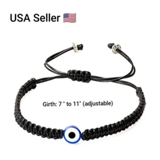 Style Hand Braided Lucky String Charm Bracelet Women Men Blue Evil Eye Round New