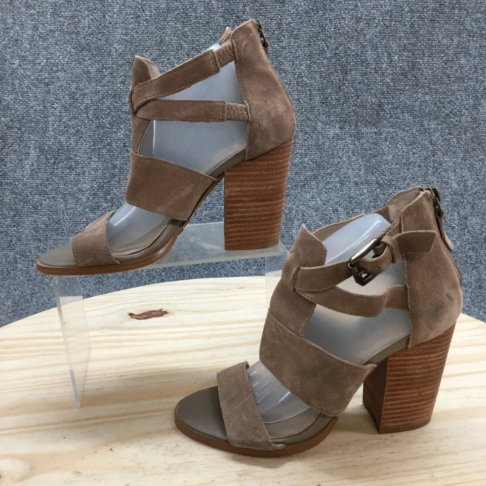 Sandalias con bisagra para mujer 5,5 M Cora con tiras Zapatos de salón Beige Cuero Hebilla Tacón informal Foto 2 de 4
