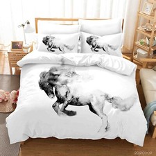 3D Horse Watercolor Black Quilt Cover Set Duvet Cover Bedding Pillowcases