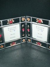 Pressed Flowers In Metal  Glass Foldable Picture Frame By Malden