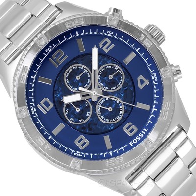 FOSSIL Brox Mens Automatic Watch, Blue Multifunction Dial 