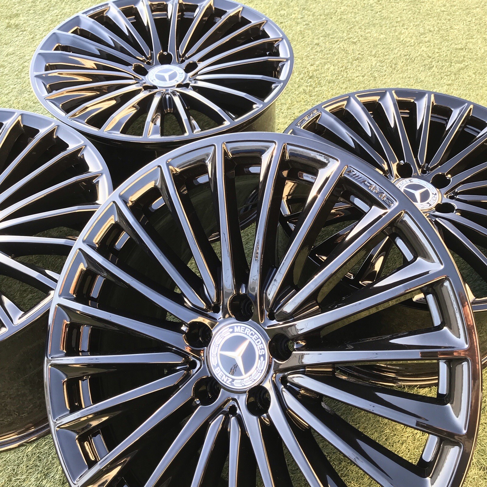 19 MERCEDES AMG RIMS SL43 SL55 SL63 WHEELS STOCK SET 4 GLOSS BLACK ...