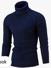 Belovecol Mens Navy Turtle Neck Sweater / Jumper Size 2XL New