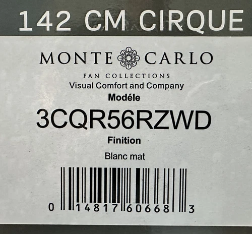 Monte Carlo Fan Company Cirque Indoor Ceiling Fan, Matte White - 3CQR56RZWD - Picture 6 of 7