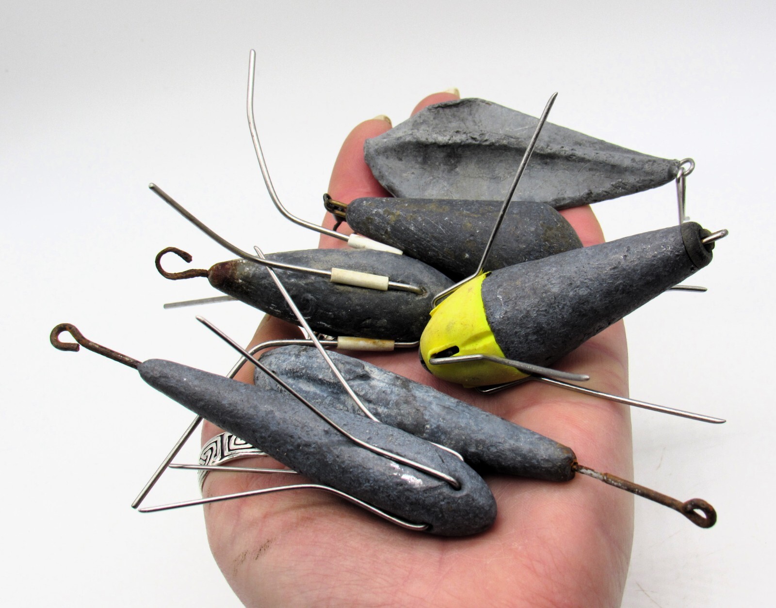 6 x Sea Fishing Lead Weights Used, found on beaches Breakaway